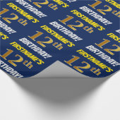 青色フェイク/模造金ゴールド「第12誕生日」 ラッピングペーパー (角)