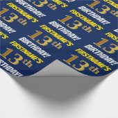 青色フェイク/模造金ゴールド「第13誕生日」 ラッピングペーパー (角)