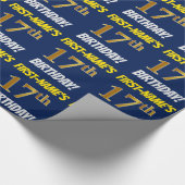 青色フェイク/模造金ゴールド「17誕生日」 ラッピングペーパー (角)