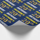 青色フェイク/模造金ゴールド「20誕生日」 ラッピングペーパー (角)