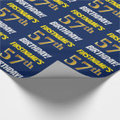 青色フェイク/模造金ゴールド「57誕生日」 ラッピングペーパー (角)