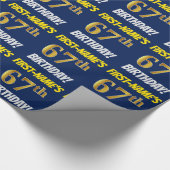 青色フェイク/模造金ゴールド「67誕生日」 ラッピングペーパー (角)