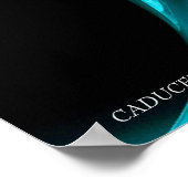 青色フラクタルバラの金ゴールドおよび7チャクラ ポスター (角)