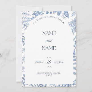 青色フローラをテーマにした結婚式招待状 招待状
