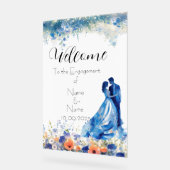 青色フローラアクリル婚約標識 アクリルサイン (傾斜)