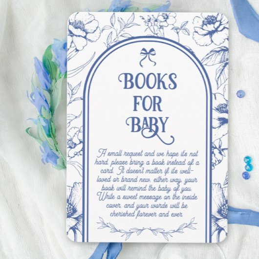 青色フローラオーナメントヴィンテージ図書ベビー エンクロージャーカード