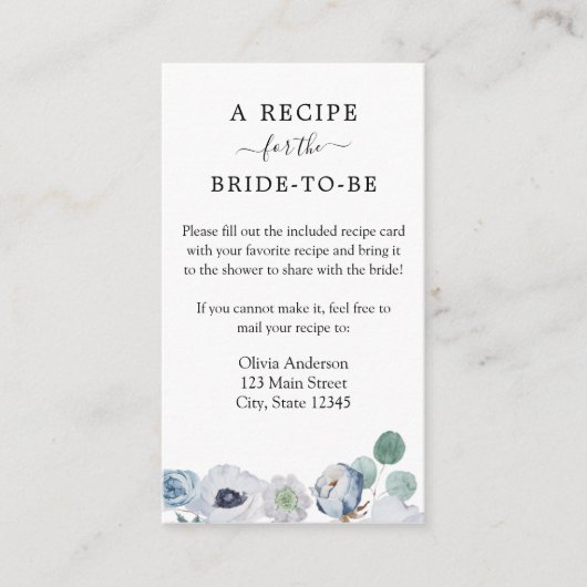 青色フローラシャワーレシピ要求エンクロージャカード エンクロージャーカード (正面)