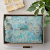 青色フローラテクスチャ文字デコページ紙 薄葉紙 (ギフト)