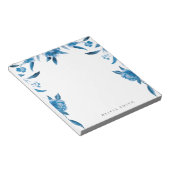 青色フローラパーソナライズされた具 ノートパッド (アングル)