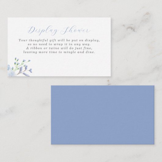 青色フローラベビーシャワー表示シャワーエンクロージャC エンクロージャーカード (正面/裏面)