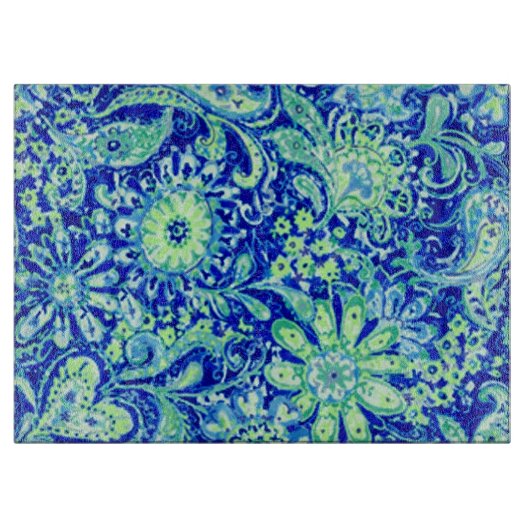 青色フローラ切削ボード カッティングボード (正面)