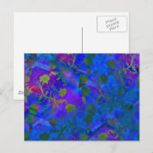 青色フローラ抽象芸術 ポストカード (正面/裏面)
