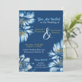 青色フローラ水色の花のパーソナライズ可能 招待状 (スタンド正面)
