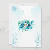 青色フローラ水色結婚式招待状カード 招待状 (裏面)