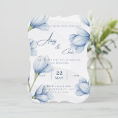 青色フローラ結婚式招待状 (スタンド正面)