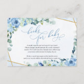 青色フローラ金ゴールド幾何学図書用ベビー エンクロージャーカード (正面)