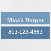 青色ブロック粘着ラベル長方形 ラベル (デザイン2)