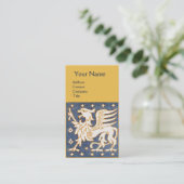 青色ホワイト金ゴールドファンタジーグリフォン・モノグラム 名刺 (スタンド正面)