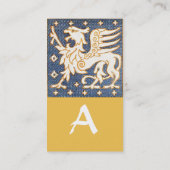 青色ホワイト金ゴールドファンタジーグリフォン・モノグラム 名刺 (裏面)