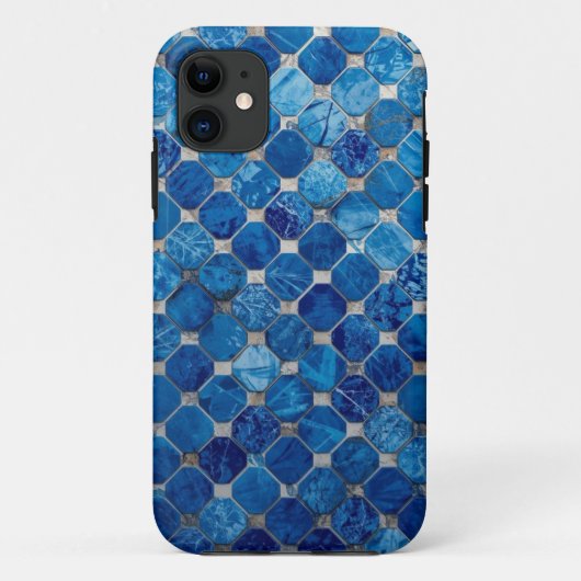 青色モザイクタイル模様可動ケース Case-Mate iPhoneケース (裏面)