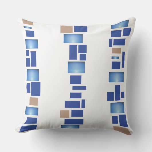 青色モシアックタイルデザインレトロ装飾用クッション クッション (正面)