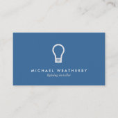 青色モダンの電気工事士ロゴ電球 名刺 (正面)