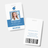 青色モダンライセンス実用ナースセキュリティ バッジ (表裏)