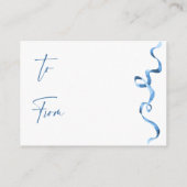 青色モダン手引き弓ブライダルシャワー表示 エンクロージャーカード (裏面)