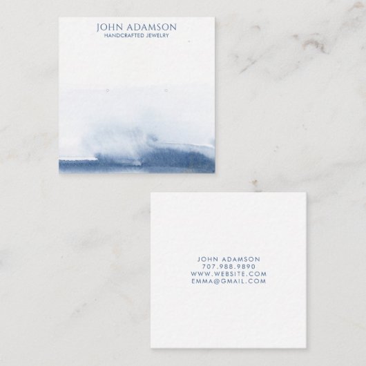 青色モダン抽象芸術ミニマルイヤリング表示カード スクエア名刺 (正面/裏面)