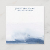 青色モダン抽象芸術ミニマルイヤリング表示カード スクエア名刺 (正面)