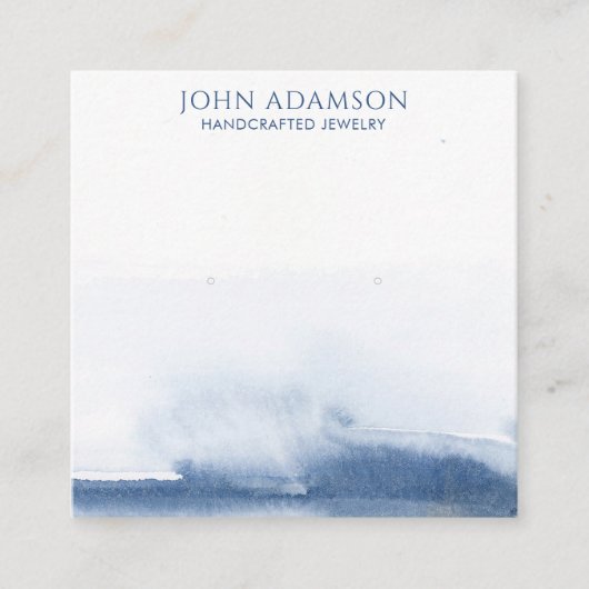 青色モダン抽象芸術ミニマルイヤリング表示カード スクエア名刺 (正面)