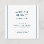 青色モノグラムの金属箔コンサルタント スクエア名刺 (裏面)