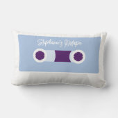 青色レトロカセットテープ ランバークッション (裏面)