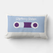 青色レトロカセットテープ ランバークッション (正面)