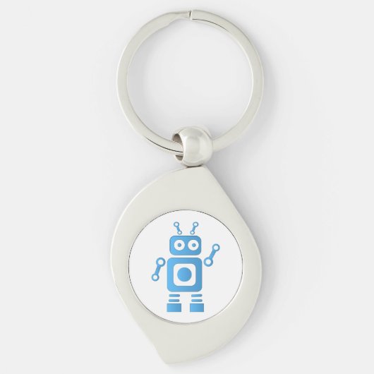青色レトロロボット キーホルダー (正面)