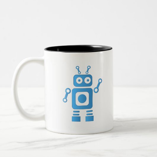 青色レトロロボット ツートーンマグカップ (左)