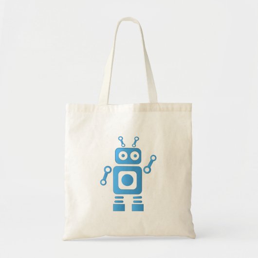 青色レトロロボット トートバッグ (正面)