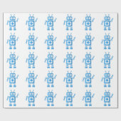 青色レトロロボット ラッピングペーパー (フラット)