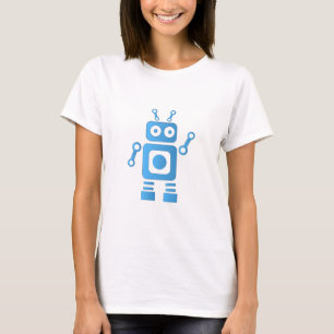 青色レトロロボット Tシャツ