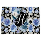 青色ヴィンテージフローラデザインパターカスタムンユニーク ラージペーパーバッグ (正面)