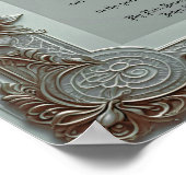 青色ヴィンテージ婚姻証明書 ポスター (角)