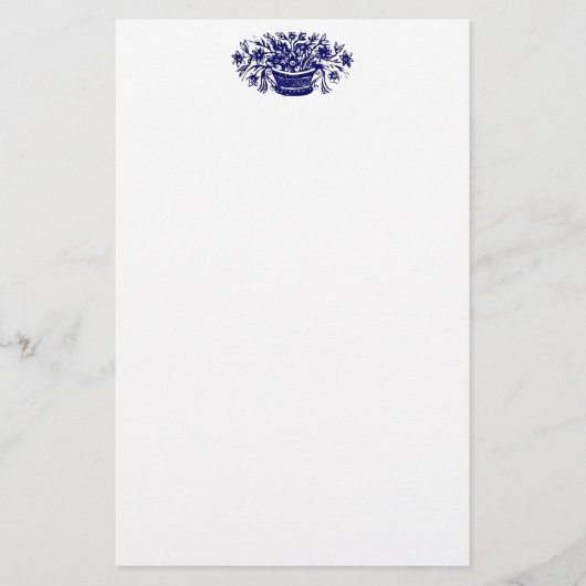 青色ヴィンテージ用花籠文具 便箋 (正面)