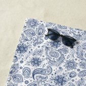 青色ヴィンテージ花柄モノグラムビーチタオル ビーチタオル (インサイチュ)