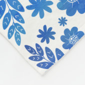 青色中国手描き花柄 フリースブランケット (角)