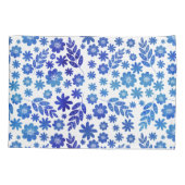 青色中国手描き花柄 枕カバー (裏面-左)