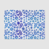 青色中国手描き花柄 薄葉紙 (正面)
