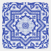 青色亀裂セラミックスタイルアズレジョヴィンテージ スクエアシール (正面)