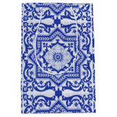 青色亀裂セラミックスタイルアズレジョヴィンテージ ミディアムペーパーバッグ (正面)