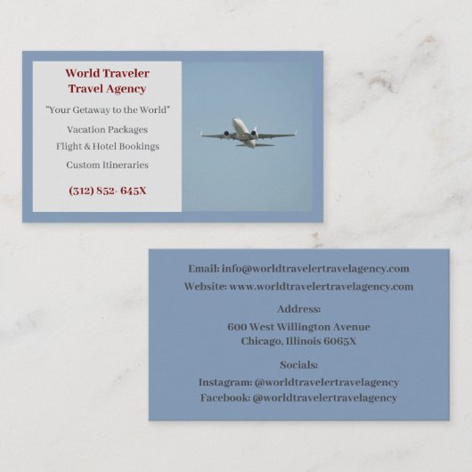 青色代理飛行機旅行代理店 名刺 (正面/裏面)