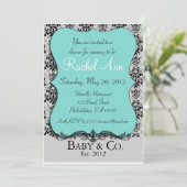 青色児およびCoのシャワーの招待状カード 招待状 (スタンド正面)